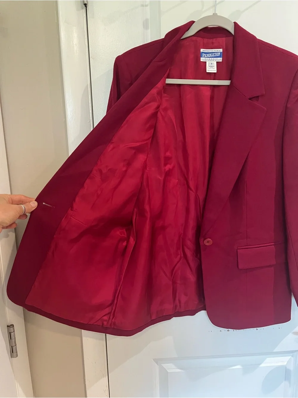 Pendleton Vintage Wool Blazer Single Button Sz 8 Red Office Corporate Academia